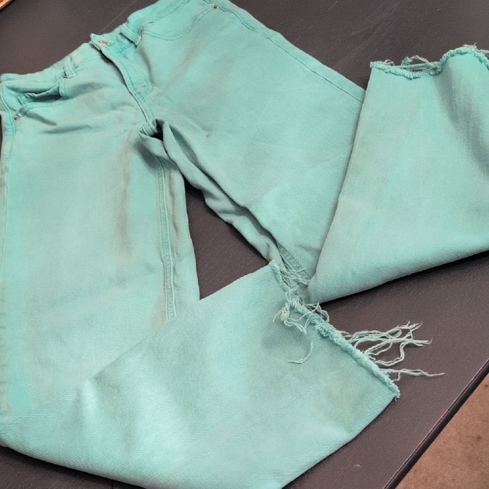 Old Navy Sky-Hi Wide Leg Teal Jeans